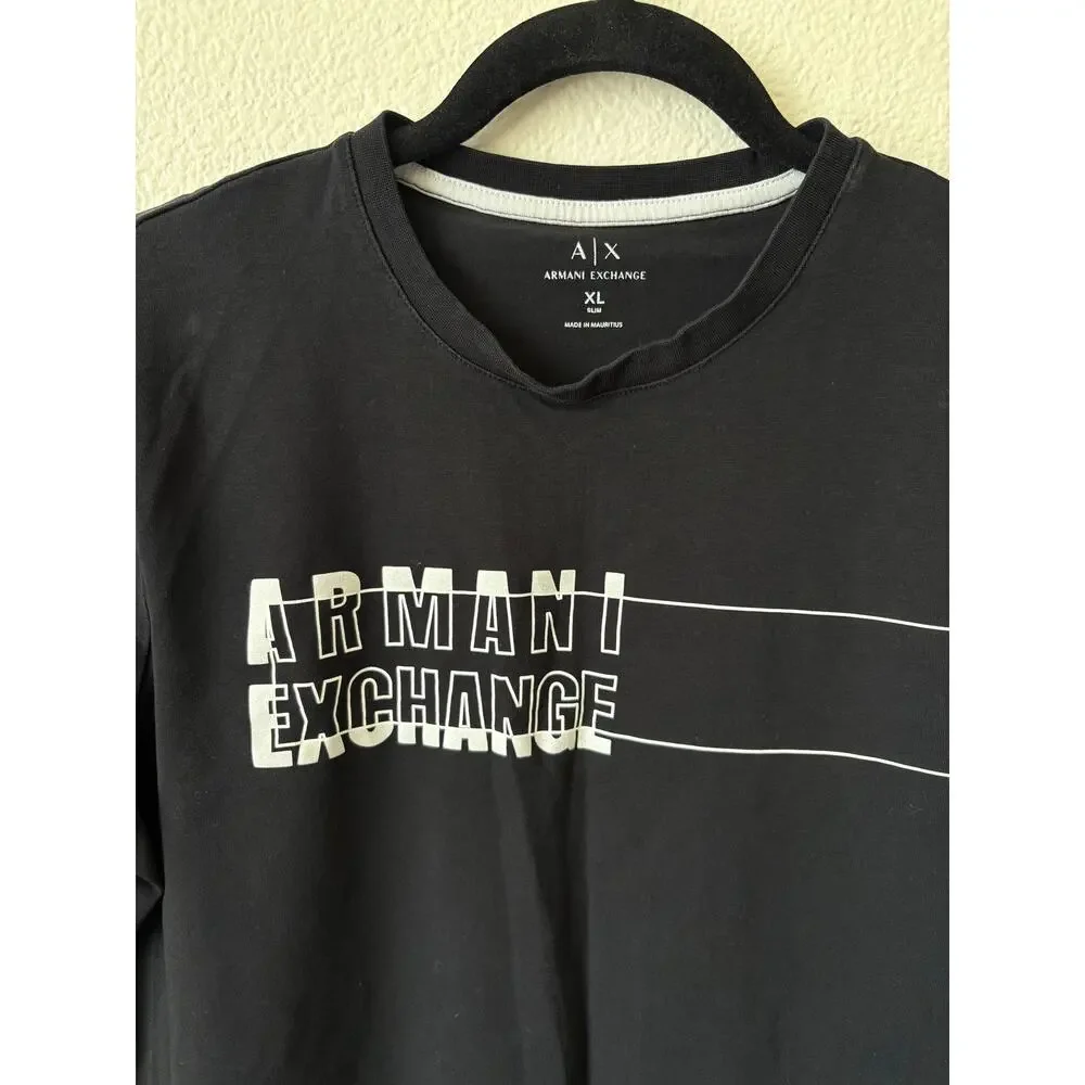 Armani Exchange A|X Men’s Graphic T-Shirt XL Slim Black Logo Tee